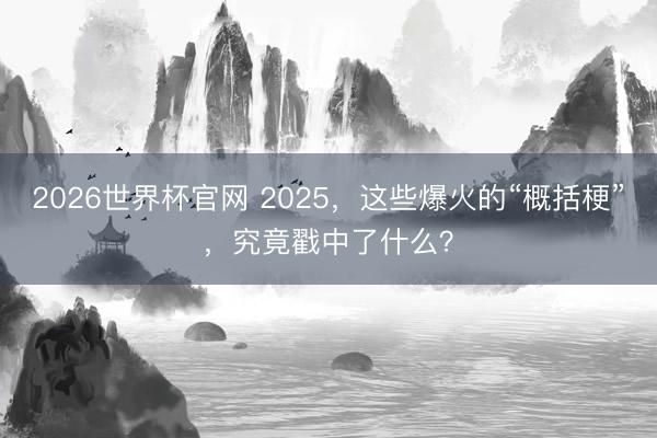 2026世界杯官网 2025,这些爆火的“概括梗”,究竟戳中了什么?