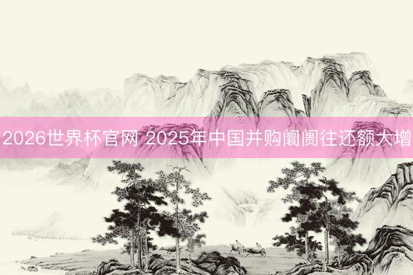2026世界杯官网 2025年中国并购阛阓往还额大增