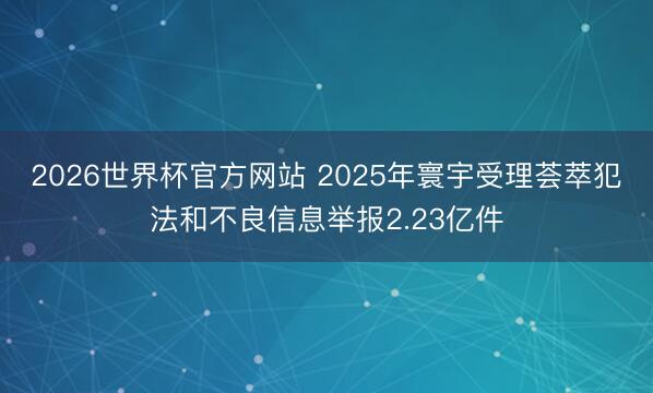 2026世界杯官方网站 2025年寰宇受理荟萃犯法和不良信息举报2.23亿件