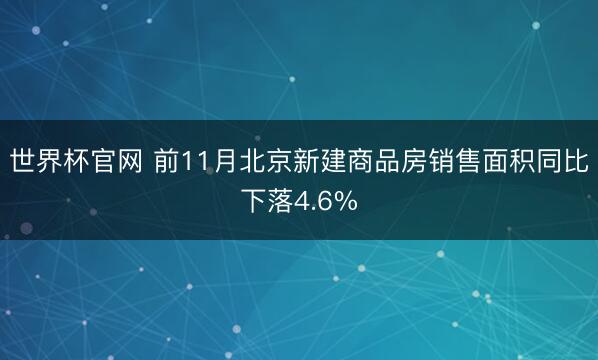 世界杯官网 前11月北京新建商品房销售面积同比下落4.6%