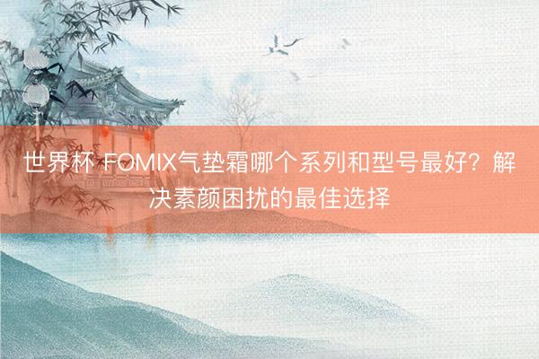 世界杯 FOMIX气垫霜哪个系列和型号最好？解决素颜困扰的最佳选择