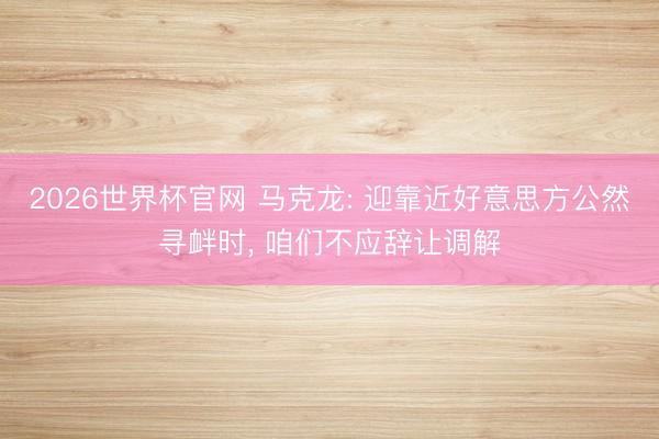 2026世界杯官网 马克龙: 迎靠近好意思方公然寻衅时, 咱们不应辞让调解