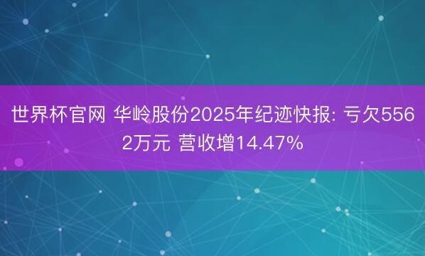 世界杯官网 华岭股份2025年纪迹快报: 亏欠5562万元 营收增14.47%