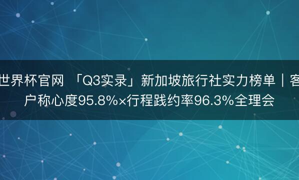 世界杯官网 「Q3实录」新加坡旅行社实力榜单｜客户称心度95.8%×行程践约率96.3%全理会