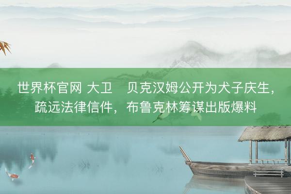 世界杯官网 大卫・贝克汉姆公开为犬子庆生，疏远法律信件，布鲁克林筹谋出版爆料