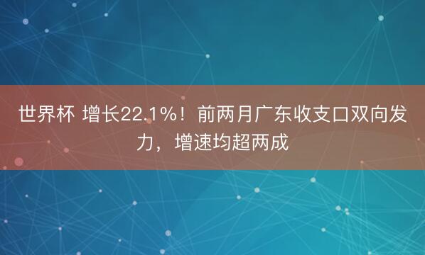 世界杯 增长22.1%!前两月广东收支口双向发力,增速均超两成