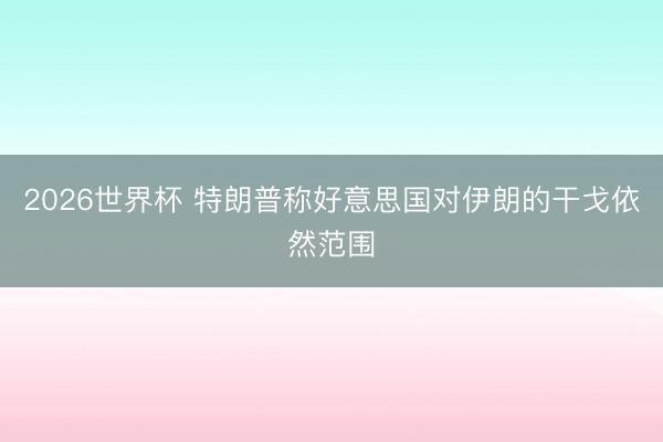 2026世界杯 特朗普称好意思国对伊朗的干戈依然范围