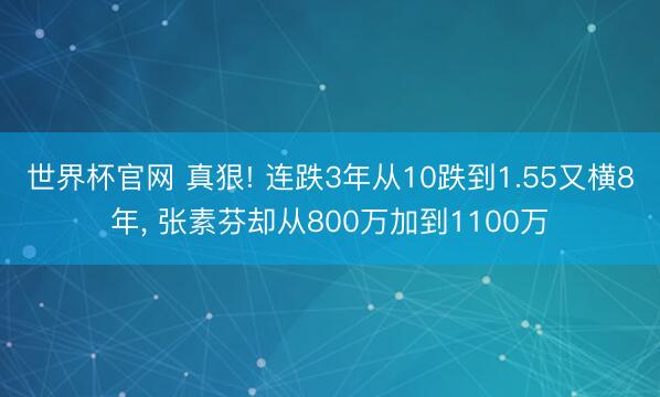 世界杯官网 真狠! 连跌3年从10跌到1.55又横8年， 张素芬却从800万加到1100万