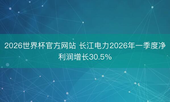 2026世界杯官方网站 长江电力2026年一季度净利润增长30.5%