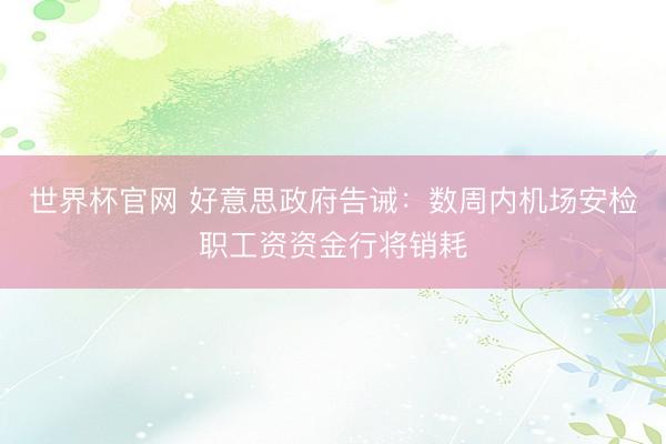 世界杯官网 好意思政府告诫：数周内机场安检职工资资金行将销耗
