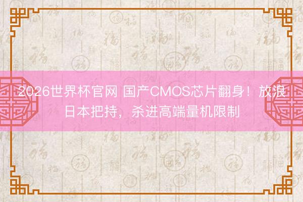 2026世界杯官网 国产CMOS芯片翻身！放浪日本把持，杀进高端量机限制