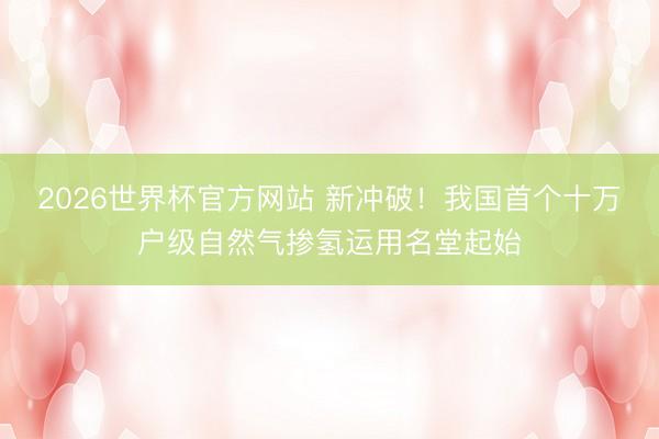 2026世界杯官方网站 新冲破！我国首个十万户级自然气掺氢运用名堂起始
