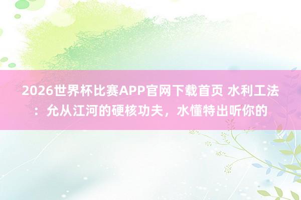 2026世界杯比赛APP官网下载首页 水利工法:允从江河的硬核功夫,水懂特出听你的