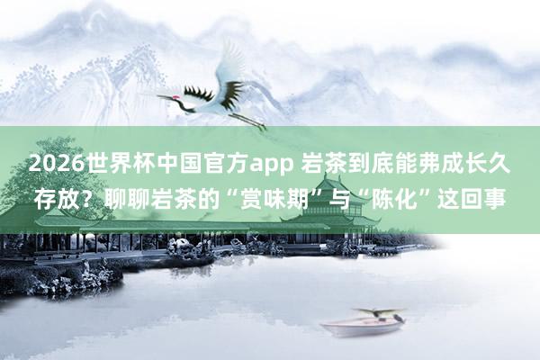 2026世界杯中国官方app 岩茶到底能弗成长久存放？聊聊岩茶的“赏味期”与“陈化”这回事