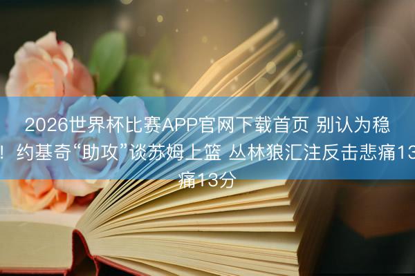 2026世界杯比赛APP官网下载首页 别认为稳了！约基奇“助攻”谈苏姆上篮 丛林狼汇注反击悲痛13分