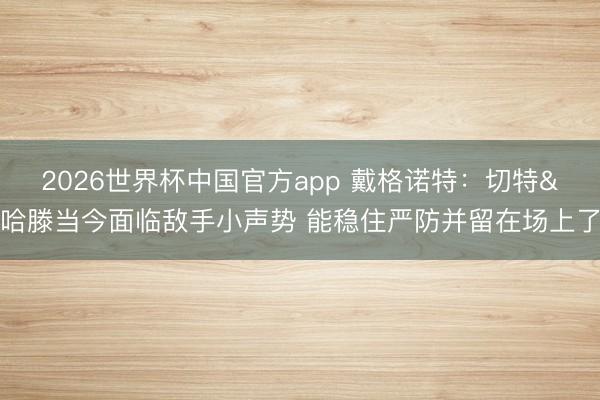 2026世界杯中国官方app 戴格诺特：切特&哈滕当今面临敌手小声势 能稳住严防并留在场上了