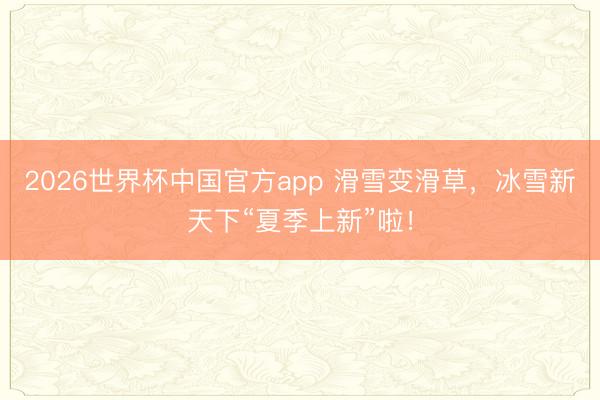 2026世界杯中国官方app 滑雪变滑草，冰雪新天下“夏季上新”啦！