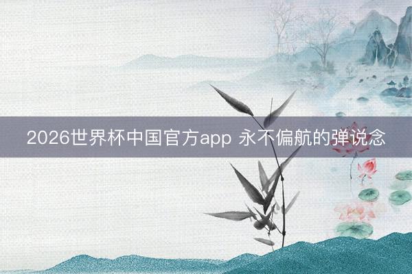 2026世界杯中国官方app 永不偏航的弹说念