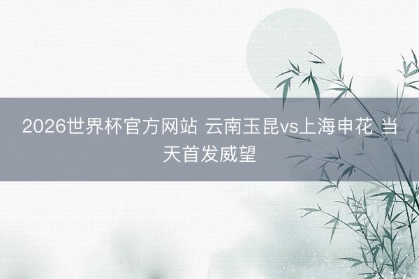 2026世界杯官方网站 云南玉昆vs上海申花 当天首发威望