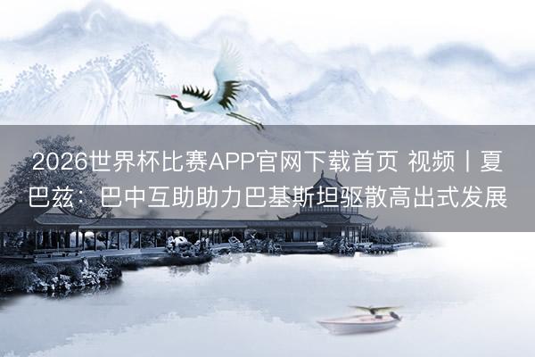 2026世界杯比赛APP官网下载首页 视频丨夏巴兹：巴中互助助力巴基斯坦驱散高出式发展