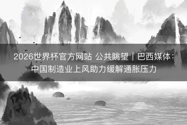 2026世界杯官方网站 公共眺望｜巴西媒体：中国制造业上风助力缓解通胀压力