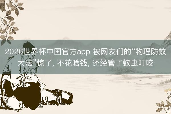2026世界杯中国官方app 被网友们的“物理防蚊大法”惊了, 不花啥钱, 还经管了蚊虫叮咬