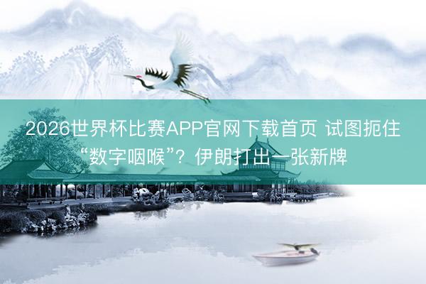2026世界杯比赛APP官网下载首页 试图扼住“数字咽喉”?伊朗打出一张新牌